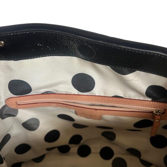 Kate Spade Tote Bag Womens Large Patent Leather Polka Dot Interior Shoulder - Picture 9 of 12